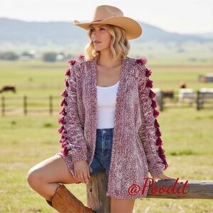 ENTRO western vibes open front fringe detail cardigan S/M, M/L combo size